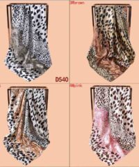 leoparf print imitation silk scarf