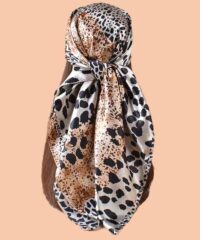 leoparf print imitation silk scarf