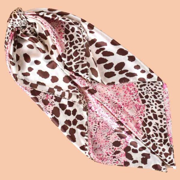 leoparf print imitation silk scarf