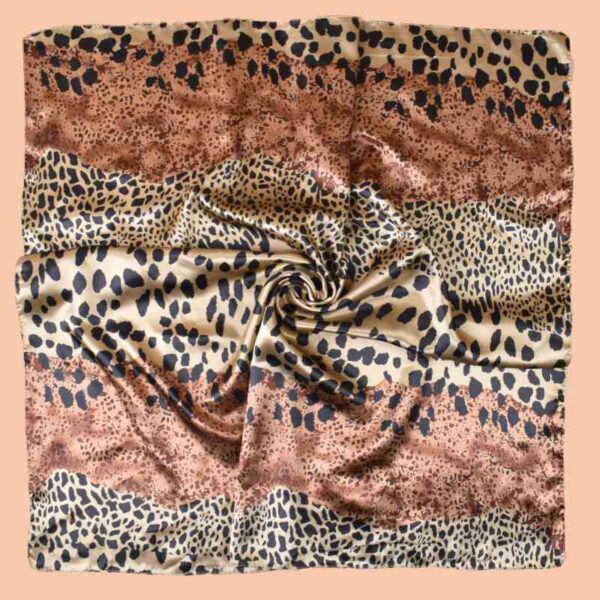 leoparf print imitation silk scarf