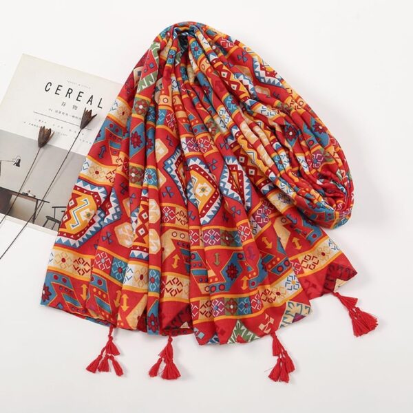 Red Geometric Designer Shawl