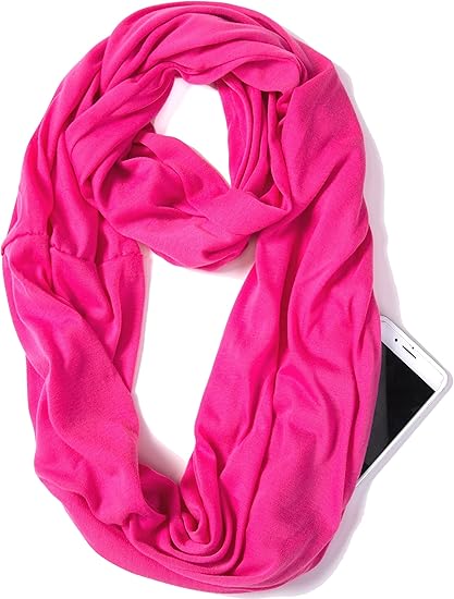Pink Infinity Loop Scarf Hidden Zipper Pocket