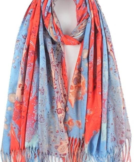 Red Blue Contrast Scarf